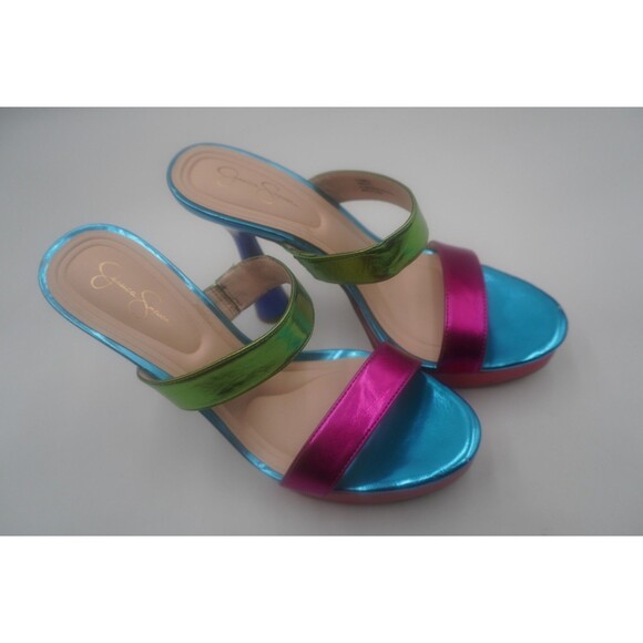 Jessica Simpson Sempira Metallic Rainbow Slip On Platform Block Heel Sandals 10 - Picture 14 of 16